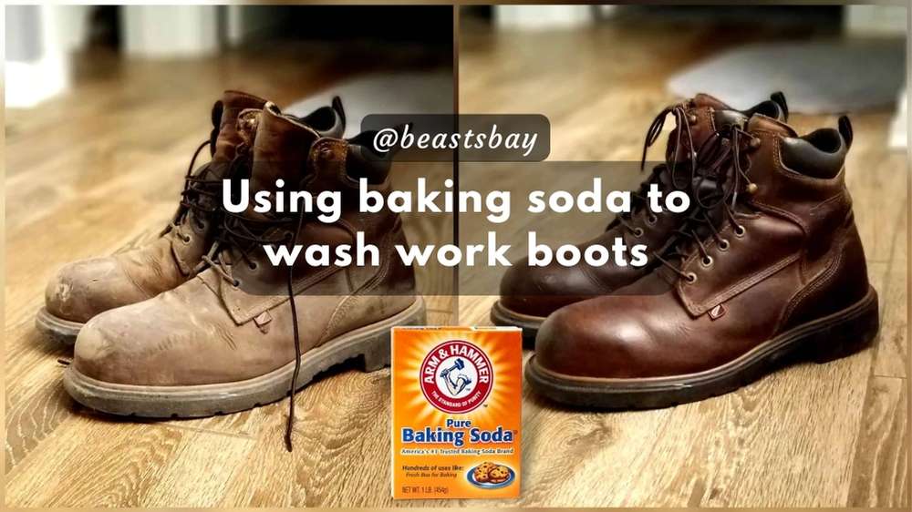 By using baking soda to wash work boots