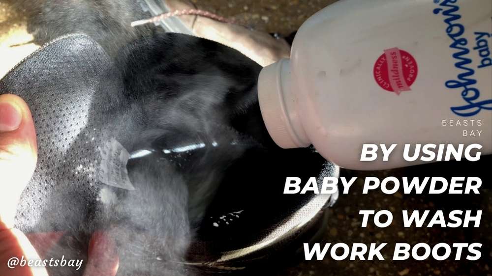 using baby powder to wash work boots